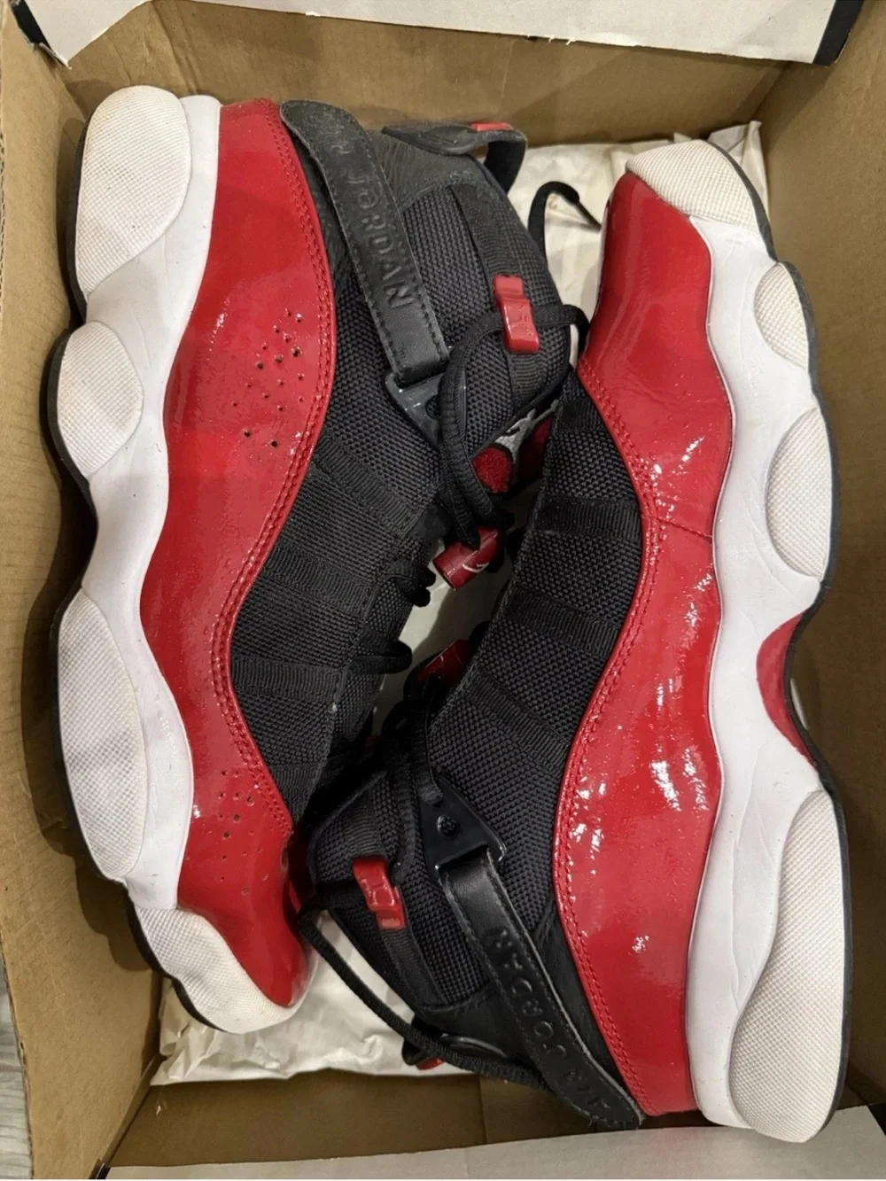 Jordan 6 Rings Black, White & Gym Red Sneakers